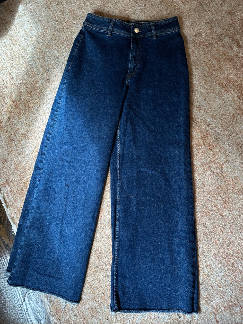 Mango Catherine Wide Leg Jeans, Deep Blue, Size 8 US / 40 EUR